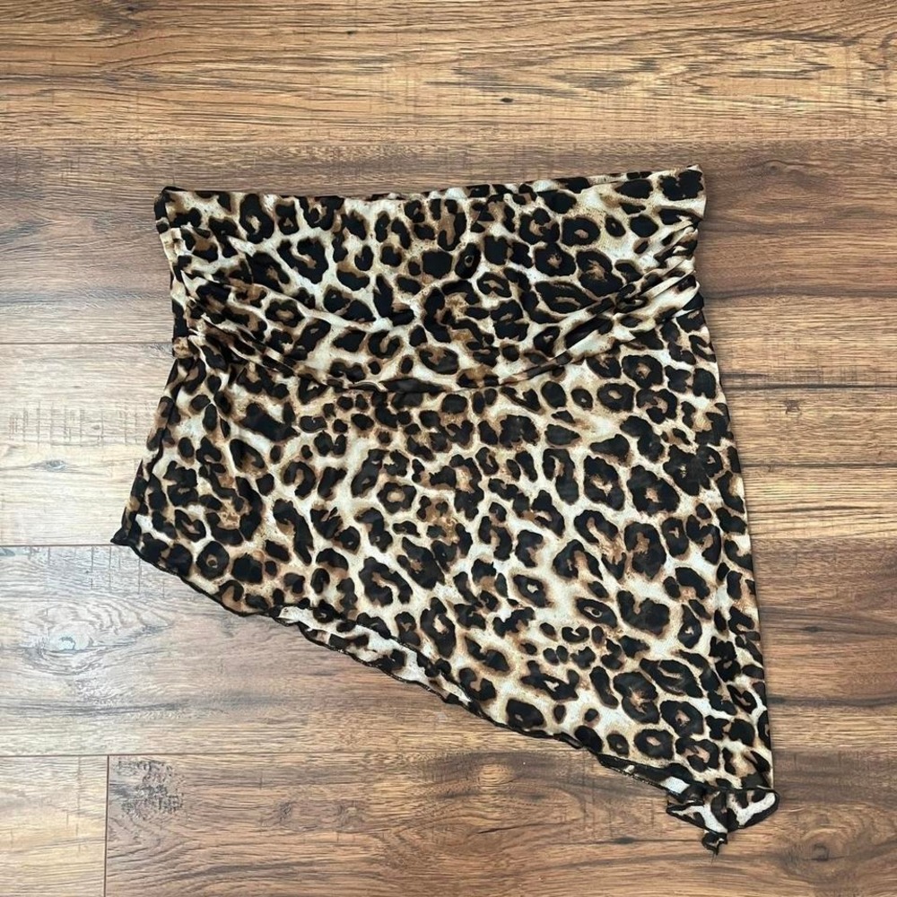 Urban Outfitters Leopard Print Strapless Asymmetrical Tube‎ Top Women XL Y2K